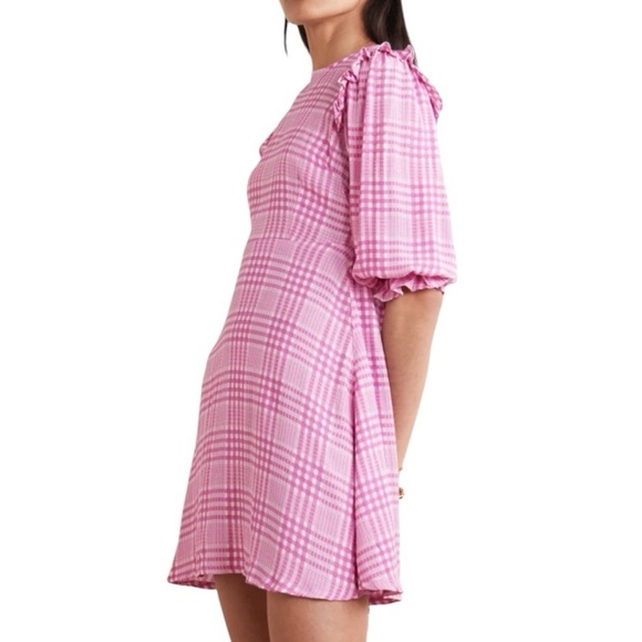 Faithful The Brand Edwina Djerra Pink Check Plaid A Line Mini Dress Women’s 4 - Picture 4 of 16